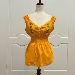 One of A Kind Mexican top with Hand Embroidery.